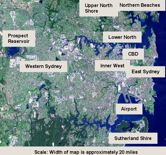 Enlarged Sydney Satilite map